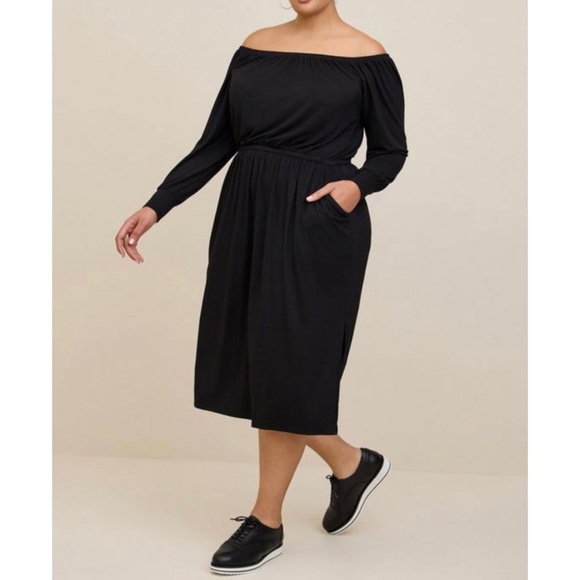 🆕 Little Black Dress Midi Supersoft Slit Dress 3 3X 22 24 NWT Torrid New! LBD - Picture 1 of 6